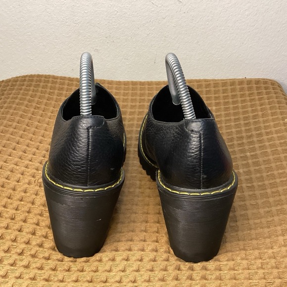 DR DOC MARTENS 'Cordelia' Womens Sz 9 Retro Smooth Black Pebbled Leather Heels - Picture 4 of 7